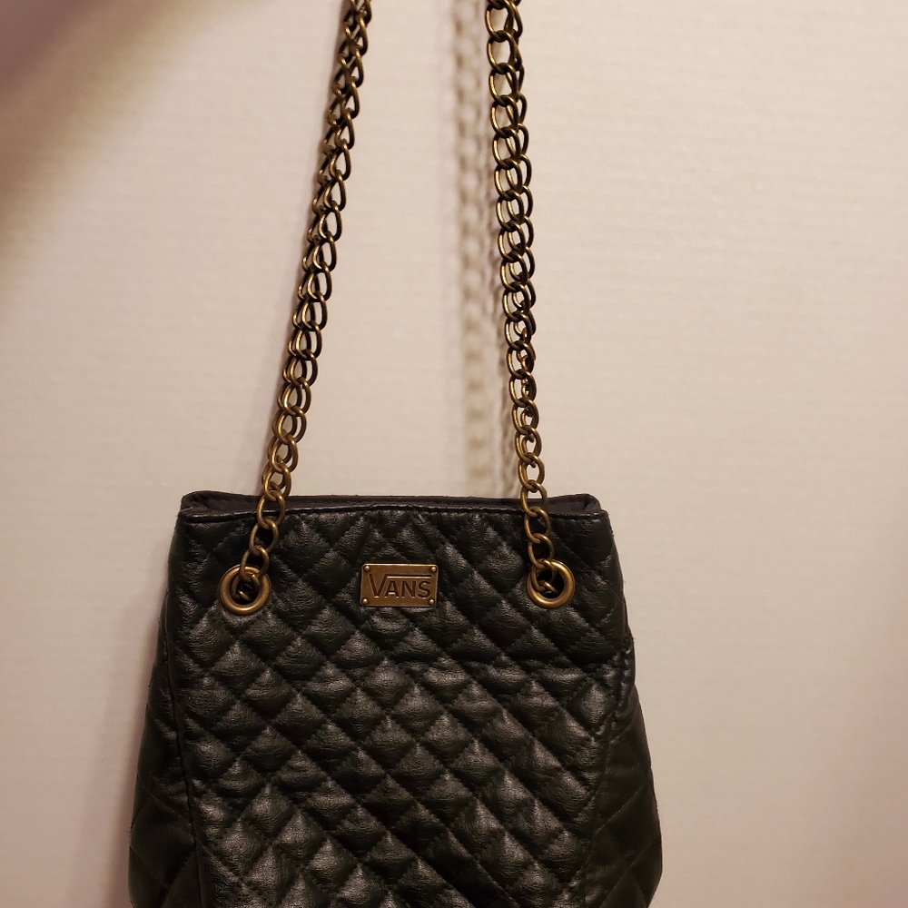 Vans Jarvis Quilted Black Purse Shoulder Bag w Chain Straps Skater Gothic Cross